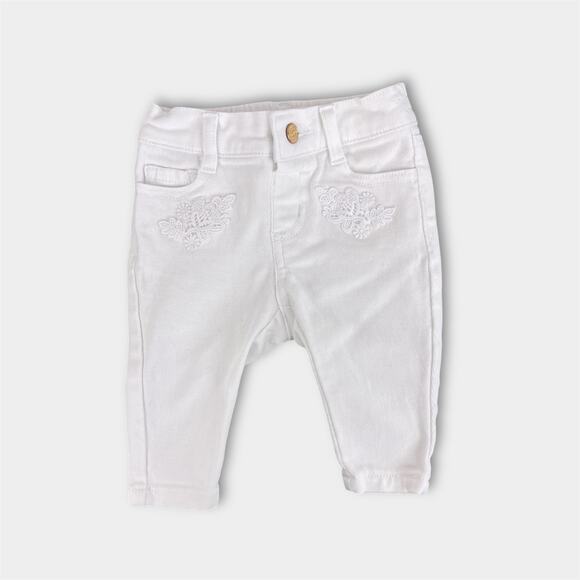 Janie and Jack White Flower Embroidered Jeans 3-6 Months - Picture 1 of 7